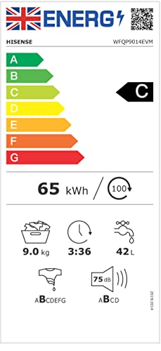 WFQP9014EVM-Freestanding-9 KG-Front Load Washing Durable Inverter Machine-Steam Wash-Quick Wash-15 Washing Programs-1400 RPM-White-Energy Rating C
