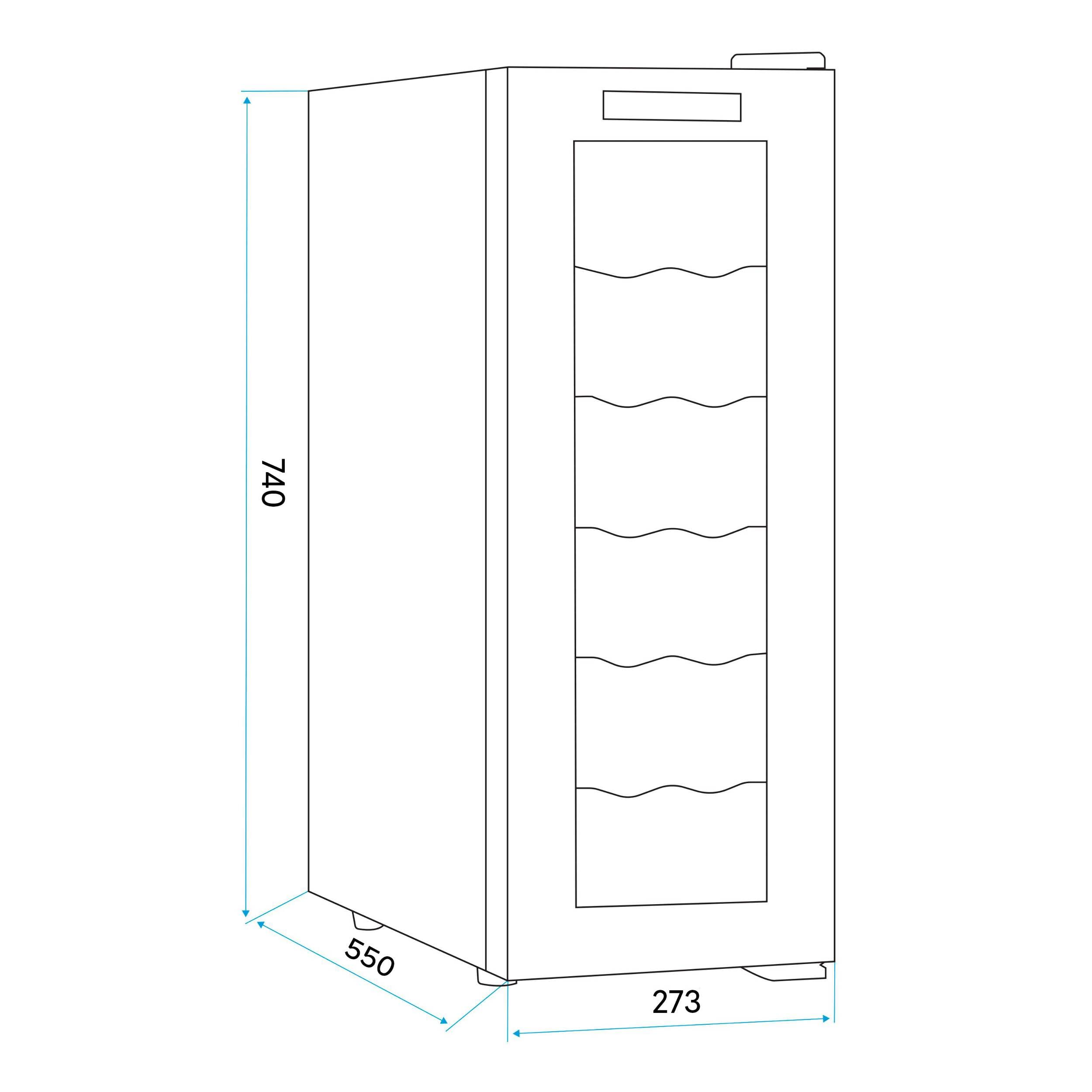Baridi Black 12 Bottle Wine Fridge Cooler, Super Quiet 25dB, Touch Control, LED - DH73
