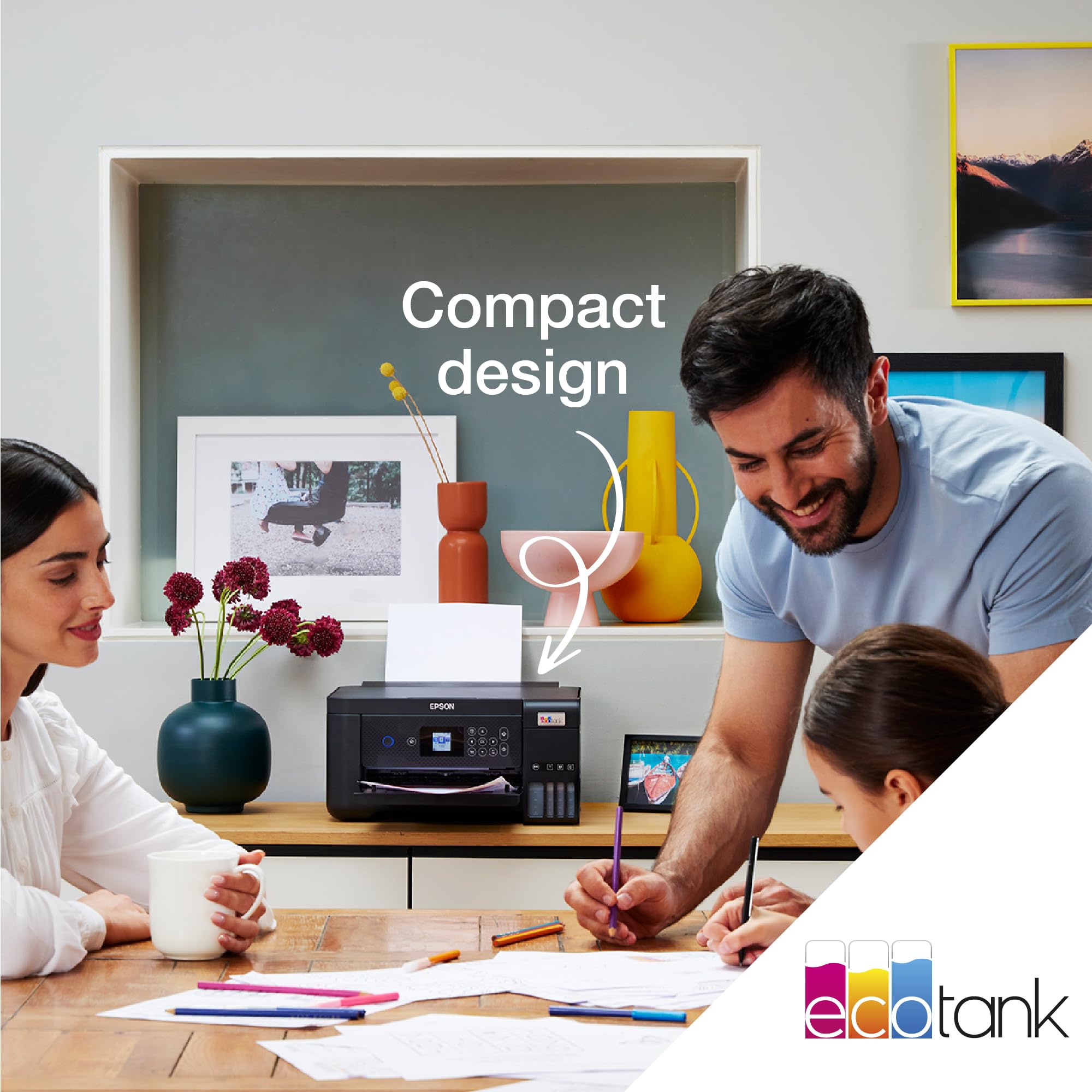EcoTank ET-2850 A4 Multifunction Air Print and Wi-Fi Ink Tank Printer with double sided printing, Up To 3 Years Of Ink Included