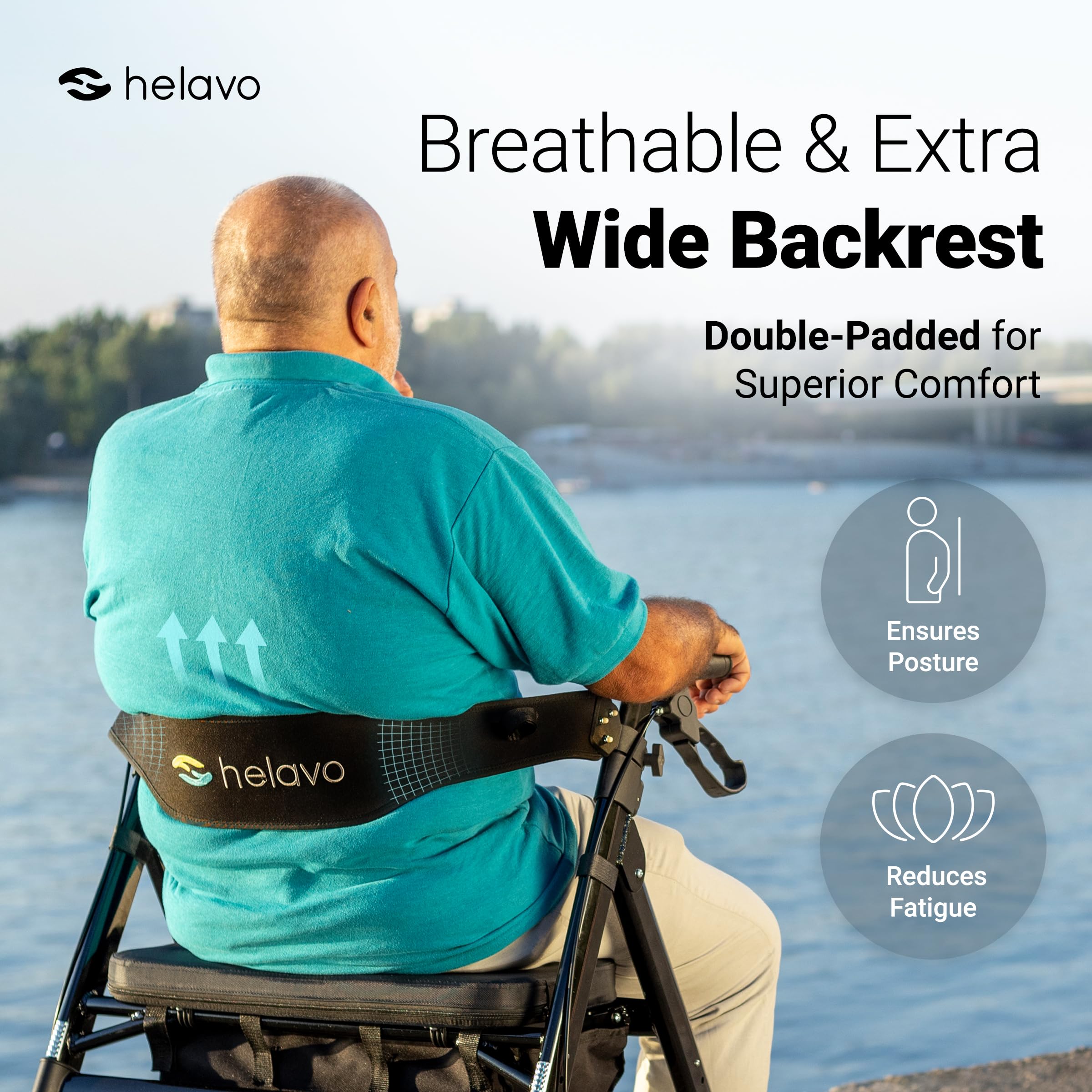 Bariatric Walker with Large, Height-Adjustable Seat - Extra Wide Heavy Duty Rollator for Seniors - 500 lbs Weight Capacity