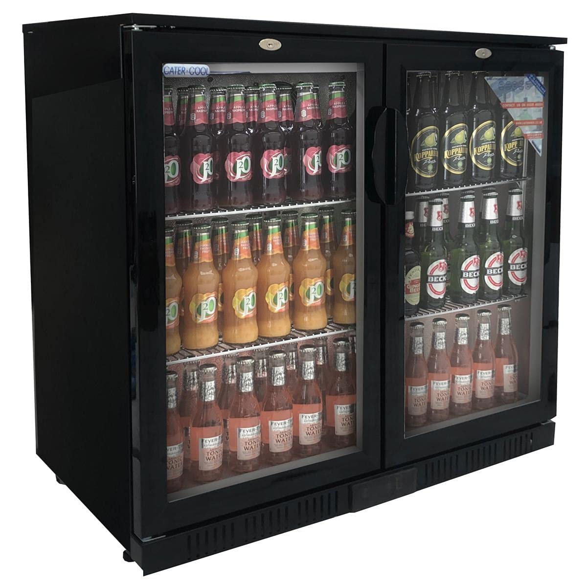 CK8501LED Commercial Double Hinged Door Bottle Cooler With LED Lighting - 850mm High (UK Mainland Del Only)