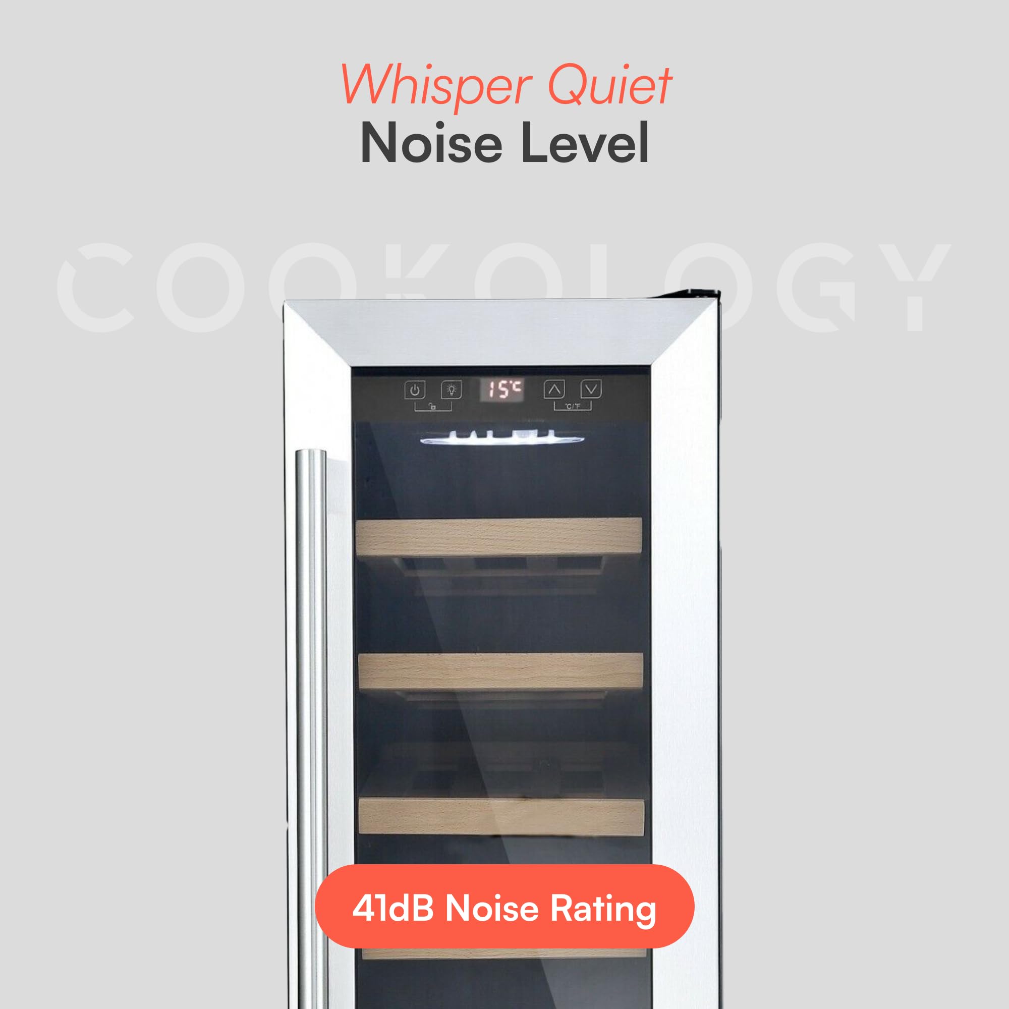 CWC300SS Freestanding Under Counter Fridge Cabinet 30cm Wine Cooler in Stainless Steel - 20 Bottle & 60 Litre Capacity - 5 Sliding Shelves - Digital Temperature Control - Reversible Door