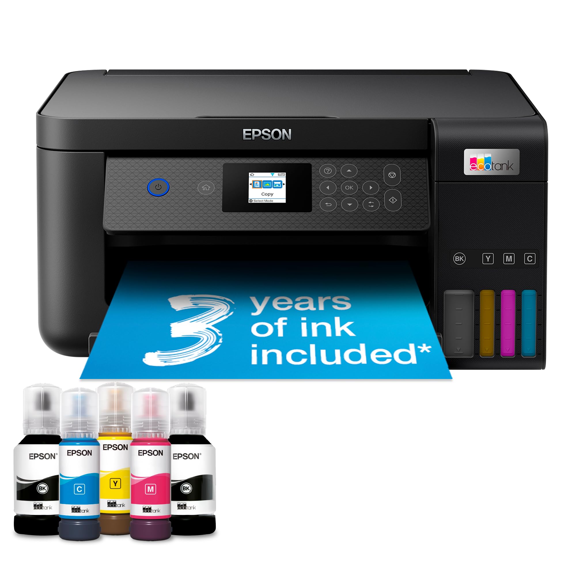 EcoTank ET-2850 A4 Multifunction Air Print and Wi-Fi Ink Tank Printer with double sided printing, Up To 3 Years Of Ink Included